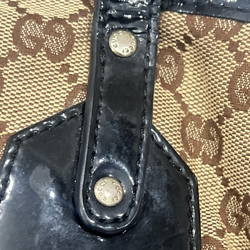 Gucci Beige GG Canvas and Patent Leather Medium Jolie Tote - Picture 7 of 15